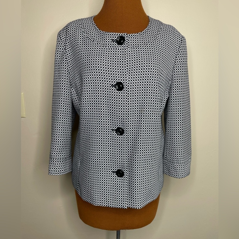 Covington Black and White Geometric Pattern Crew Neck Blazer Jacket Size XL
